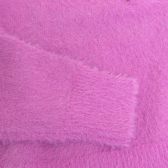 John + Jenn Clarke Polo Knit Sweater Fuzzy Petal Pink Boxy Cropped - Picture 8 of 15